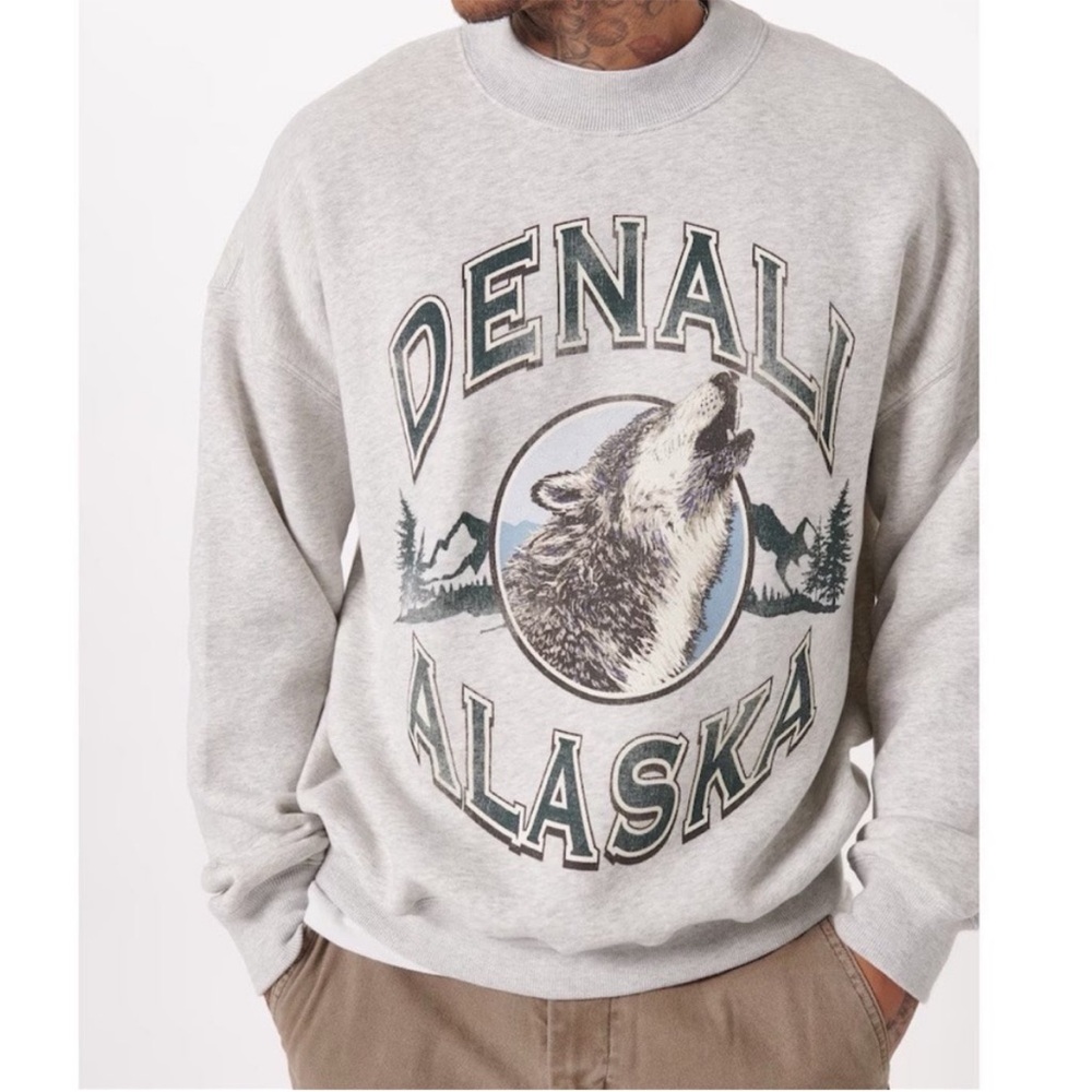 Abercrombie & Fitch Denali Alaska Oversized Crewneck Sweatshirt